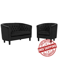 Modway EEI-3154-BLK-SET Prospect 2 Piece Performance Velvet Loveseat and Armchair Set