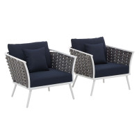 Modway EEI-3162-WHI-NAV-SET Stance Armchair Outdoor Patio Aluminum Set of 2