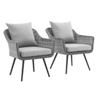 Modway EEI-3176-GRY-GRY-SET Endeavor Armchair Outdoor Patio Wicker Rattan Set of 2