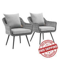 Modway EEI-3176-GRY-GRY-SET Endeavor Armchair Outdoor Patio Wicker Rattan Set of 2