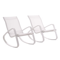 Modway EEI-3180-WHI-WHI-SET Traveler Rocking Lounge Chair Outdoor Patio Mesh Sling Set of 2