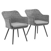 Modway EEI-3181-GRY-GRY-SET Endeavor Dining Armchair Outdoor Patio Wicker Rattan Set of 2