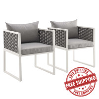 Modway EEI-3183-WHI-GRY-SET Stance Dining Armchair Outdoor Patio Aluminum Set of 2