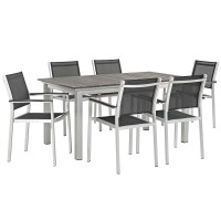 Modway EEI-3200-SLV-BLK-SET Shore 7 Piece Outdoor Patio Aluminum Outdoor Dining Set