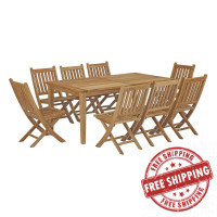 Modway EEI-3204-NAT-SET Marina 9 Piece Outdoor Patio Teak Outdoor Dining Set