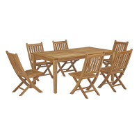 Modway EEI-3205-NAT-SET Marina 7 Piece Outdoor Patio Teak Outdoor Dining Set