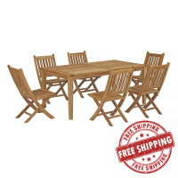 Modway EEI-3205-NAT-SET Marina 7 Piece Outdoor Patio Teak Outdoor Dining Set