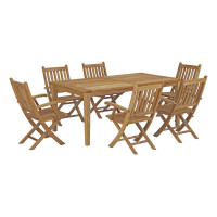Modway EEI-3206-NAT-SET Marina 7 Piece Outdoor Patio Teak Outdoor Dining Set