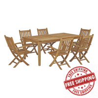Modway EEI-3206-NAT-SET Marina 7 Piece Outdoor Patio Teak Outdoor Dining Set