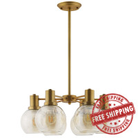 Modway EEI-3272 Resound Amber Glass And Brass Pendant Chandelier