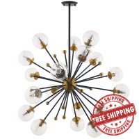 Modway EEI-3273 Constellation Clear Glass and Brass Ceiling Light Pendant Chandelier