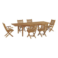 Modway EEI-3280-NAT-SET Marina 7 Piece Outdoor Patio Teak Outdoor Dining Set