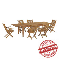 Modway EEI-3280-NAT-SET Marina 7 Piece Outdoor Patio Teak Outdoor Dining Set