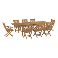 Modway EEI-3281-NAT-SET Marina 9 Piece Outdoor Patio Teak Outdoor Dining Set