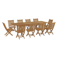 Modway EEI-3284-NAT-SET Marina 11 Piece Outdoor Patio Teak Outdoor Dining Set
