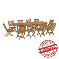 Modway EEI-3284-NAT-SET Marina 11 Piece Outdoor Patio Teak Outdoor Dining Set