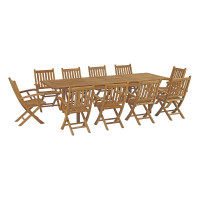 Modway EEI-3285-NAT-SET Marina 11 Piece Outdoor Patio Teak Outdoor Dining Set