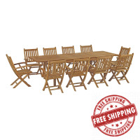 Modway EEI-3285-NAT-SET Marina 11 Piece Outdoor Patio Teak Outdoor Dining Set