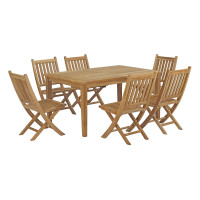 Modway EEI-3290-NAT-SET Marina 7 Piece Outdoor Patio Teak Outdoor Dining Set
