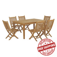 Modway EEI-3290-NAT-SET Marina 7 Piece Outdoor Patio Teak Outdoor Dining Set