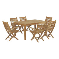 Modway EEI-3291-NAT-SET Marina 7 Piece Outdoor Patio Teak Outdoor Dining Set