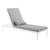 Modway EEI-3301-WHI-GRY Perspective Cushion Outdoor Patio Chaise Lounge Chair