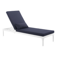 Modway EEI-3301-WHI-NAV Perspective Cushion Outdoor Patio Chaise Lounge Chair