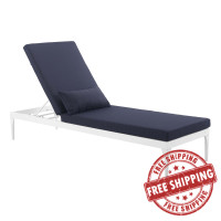 Modway EEI-3301-WHI-NAV Perspective Cushion Outdoor Patio Chaise Lounge Chair