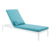 Modway EEI-3301-WHI-TRQ Perspective Cushion Outdoor Patio Chaise Lounge Chair