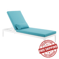 Modway EEI-3301-WHI-TRQ Perspective Cushion Outdoor Patio Chaise Lounge Chair