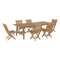 Modway EEI-3309-NAT-SET Marina 7 Piece Outdoor Patio Teak Outdoor Dining Set