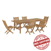 Modway EEI-3309-NAT-SET Marina 7 Piece Outdoor Patio Teak Outdoor Dining Set