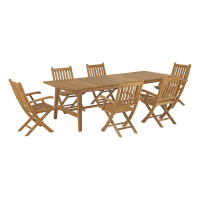 Modway EEI-3310-NAT-SET Marina 7 Piece Outdoor Patio Teak Outdoor Dining Set