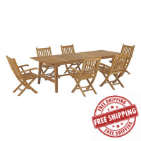 Modway EEI-3310-NAT-SET Marina 7 Piece Outdoor Patio Teak Outdoor Dining Set