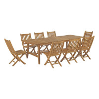 Modway EEI-3313-NAT-SET Marina 9 Piece Outdoor Patio Teak Outdoor Dining Set