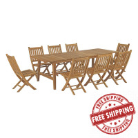 Modway EEI-3313-NAT-SET Marina 9 Piece Outdoor Patio Teak Outdoor Dining Set