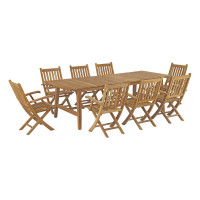 Modway EEI-3314-NAT-SET Marina 9 Piece Outdoor Patio Teak Outdoor Dining Set