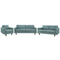 Modway EEI-3316-LAG Empress Sofa, Loveseat and Armchair Set of 3