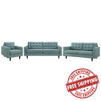 Modway EEI-3316-LAG Empress Sofa, Loveseat and Armchair Set of 3