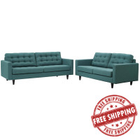 Modway EEI-3317-TEA Empress Sofa and Loveseat Set of 2