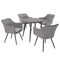 Modway EEI-3320-GRY-GRY-SET Endeavor 5 Piece Outdoor Patio Wicker Rattan Dining Set