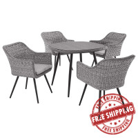 Modway EEI-3320-GRY-GRY-SET Endeavor 5 Piece Outdoor Patio Wicker Rattan Dining Set