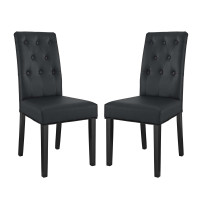 Modway EEI-3323-BLK Confer Dining Side Chair Vinyl Set of 2