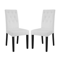 Modway EEI-3323-WHI Confer Dining Side Chair Vinyl Set of 2