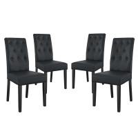Modway EEI-3324-BLK Confer Dining Side Chair Vinyl Set of 4