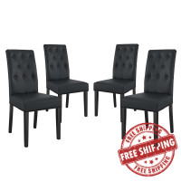 Modway EEI-3324-BLK Confer Dining Side Chair Vinyl Set of 4