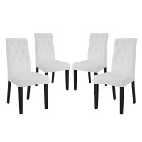 Modway EEI-3324-WHI Confer Dining Side Chair Vinyl Set of 4