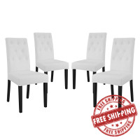 Modway EEI-3324-WHI Confer Dining Side Chair Vinyl Set of 4