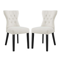 Modway EEI-3327-BEI Silhouette Dining Side Chairs Upholstered Fabric Set of 2