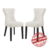 Modway EEI-3327-BEI Silhouette Dining Side Chairs Upholstered Fabric Set of 2